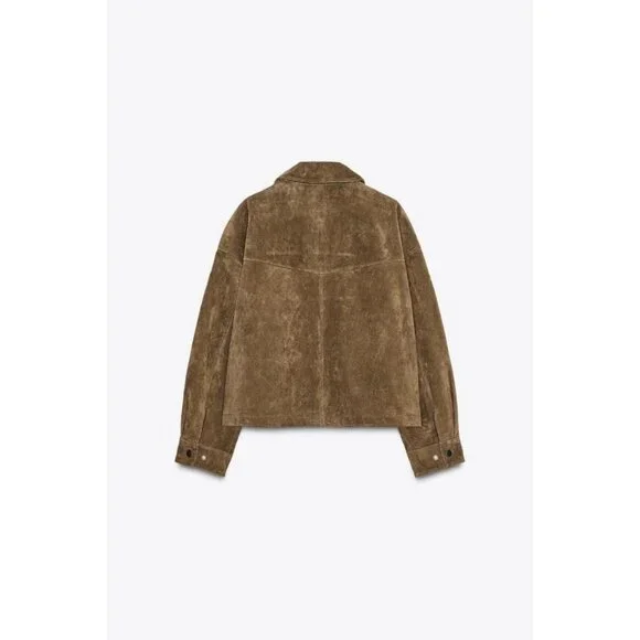 ZARA 100% LEATHER BOMBER JACKET - Picture 9 of 14